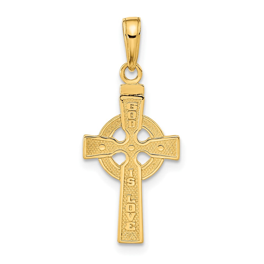 14k Reversible GOD IS LOVE Celtic Cross Pendant