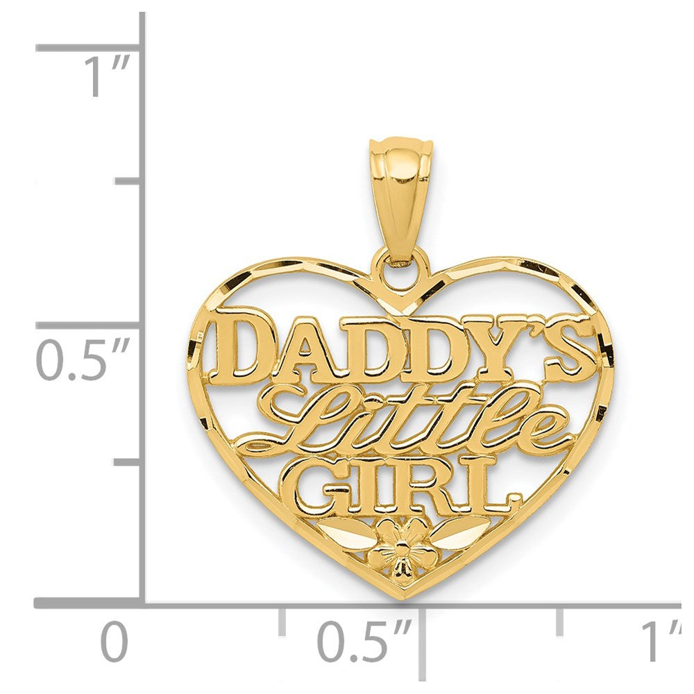 14k Diamond-cut DADDYS LITTLE GIRL Heart Pendant