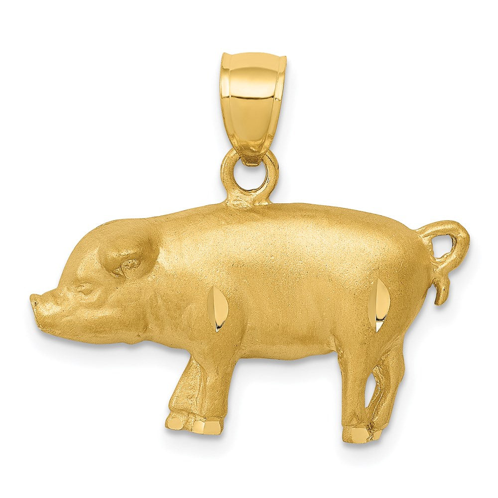 14K Diamond-cut Pig Pendant