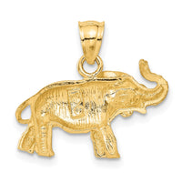 14K Diamond-cut Elephant Pendant