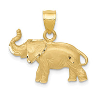 14K Diamond-cut Elephant Pendant