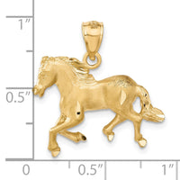 14K Diamond-cut Horse Pendant