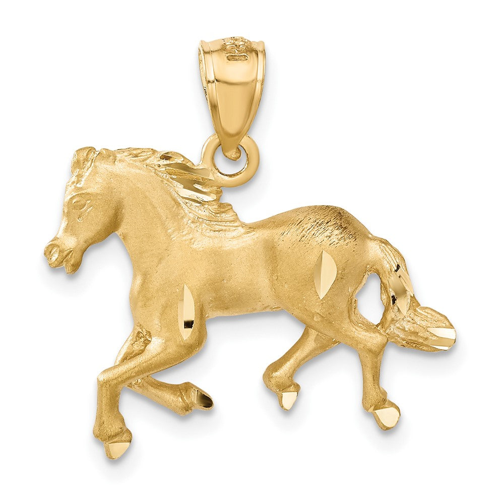 14K Diamond-cut Horse Pendant