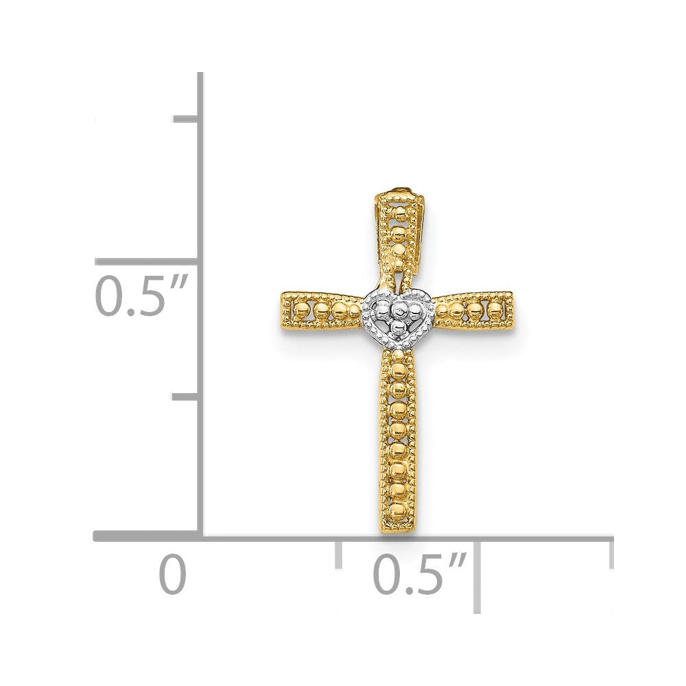 14k w/Rhodium Cross Pendant