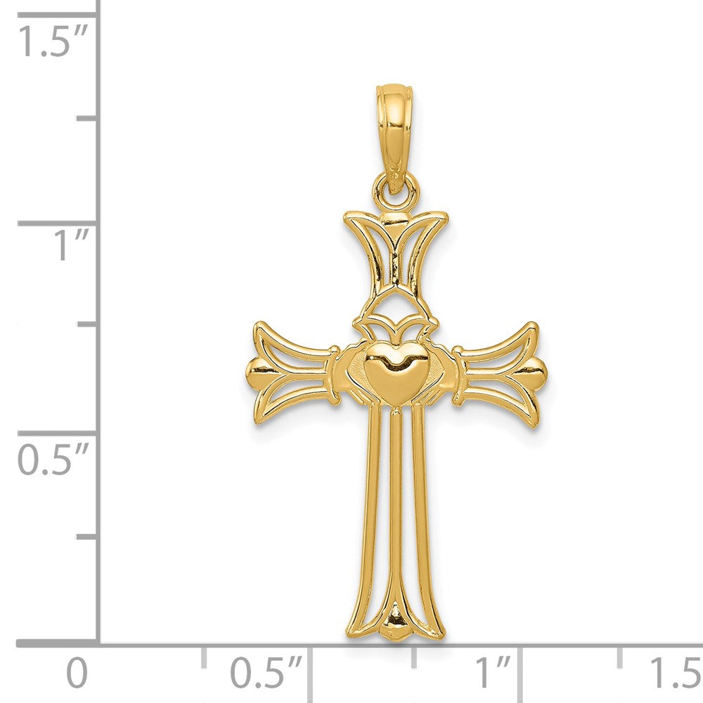 14K Claddagh Cross Pendant