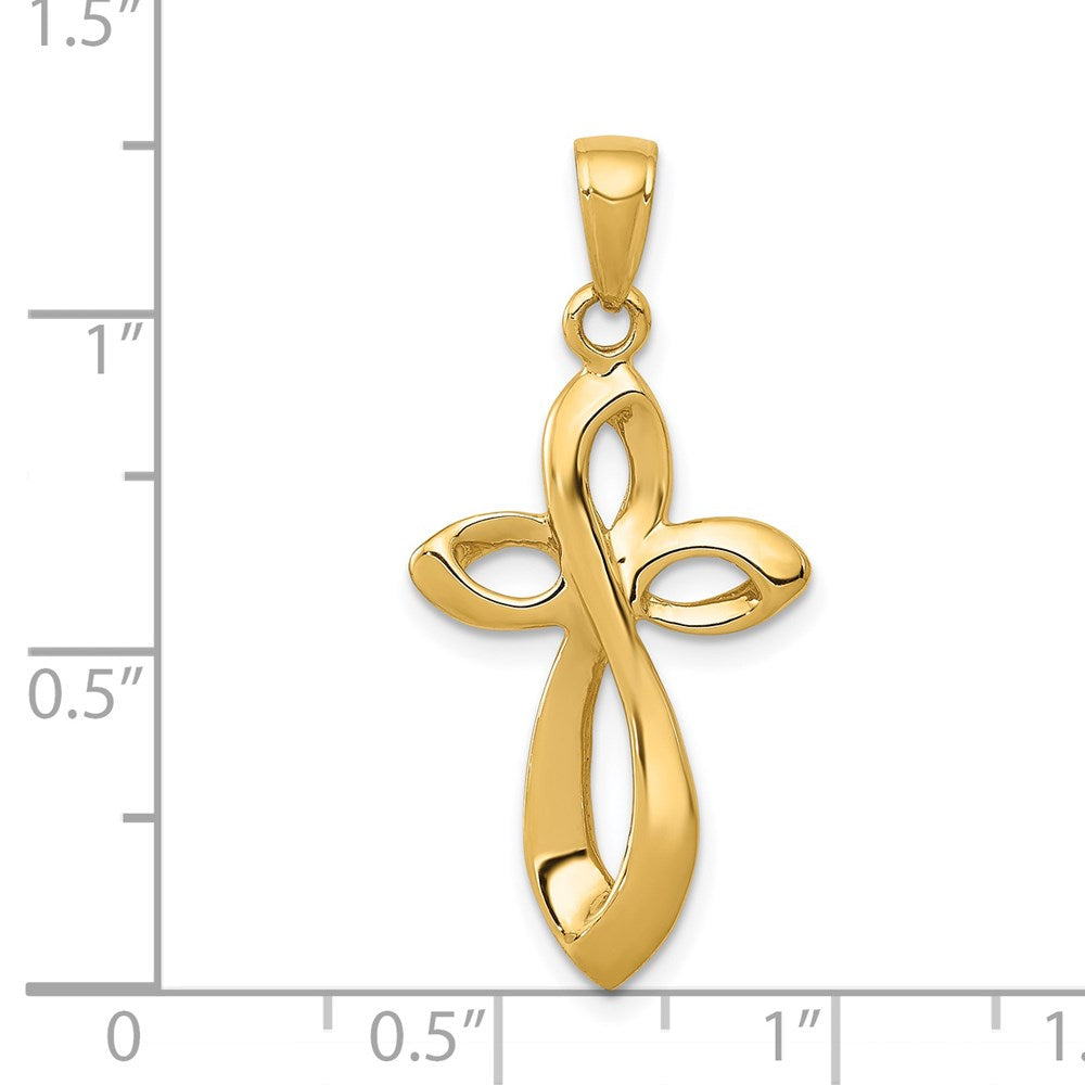 14K Polished w/Satin Figure 8 Cross Pendant