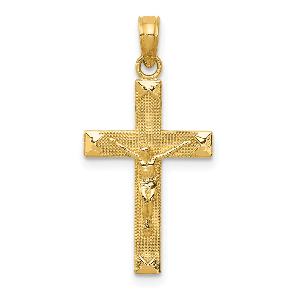 14K Beveled Tipped Crucifix Pendant