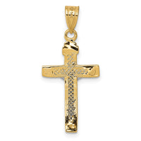 14K Two-tone Diamond-cut Lattice Cross w/Crucifix Pendant