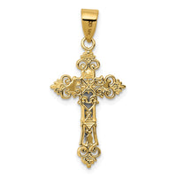14K Two-Tone Small Lacy-Edge Inri Crucifix Pendant