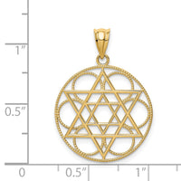 14k Star of David Circle Pendant