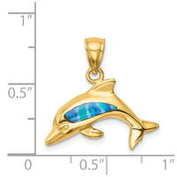 14K Lab Created Opal Dolphin Pendant 2