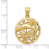 14K Diamond-cut Dolphin and Shells Circle Pendant 4