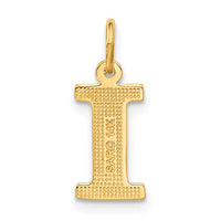 14KY Satin Diamond-cut Letter I Initial Charm