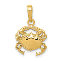 14k Solid Polished Open-Backed Crab Pendant 1