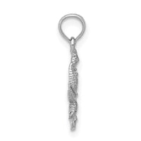 14K White Gold Solid Seahorse and Starfish Pendant 2