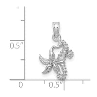 14K White Gold Solid Seahorse and Starfish Pendant 4