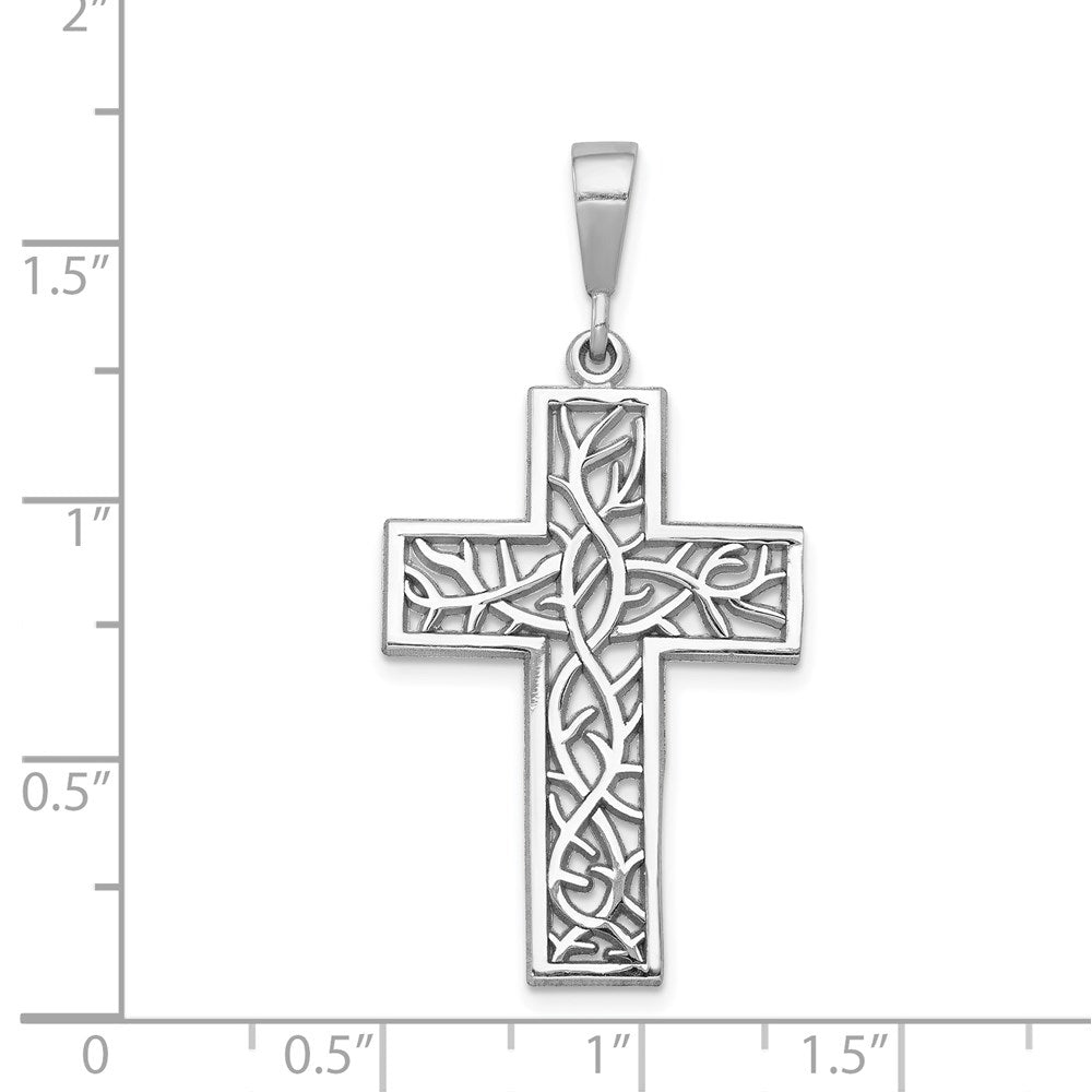14k White Gold Thorn Cross Pendant