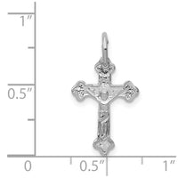 14k White Gold Diamond-cut Crucifix Charm