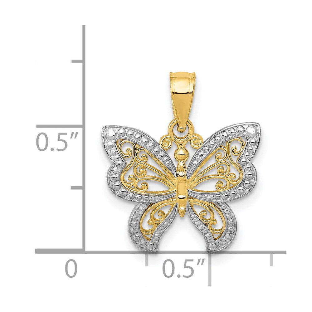 14K and Rhodium Buttterfly Charm
