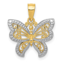 14K and Rhodium Buttterfly Charm