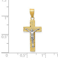 14K Two-tone Diamond-cut Crucifix Charm