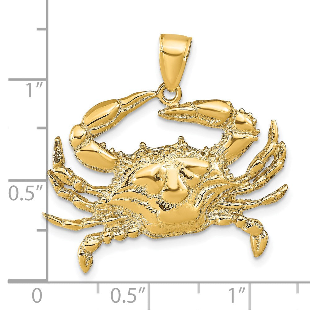 14K Blue Crab Pendant 3