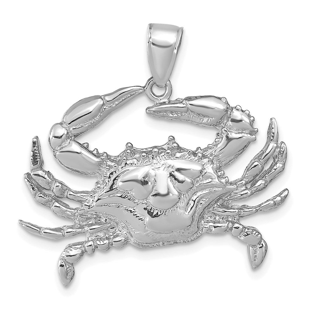 14K White Gold Blue Crab Pendant 1