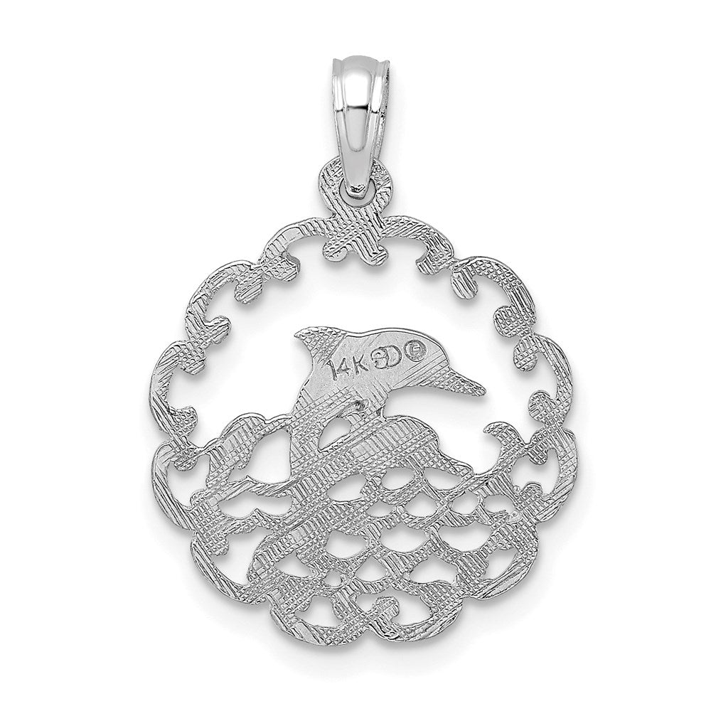 14K White Gold Cut-out Jumping Dolphins Pendant 4