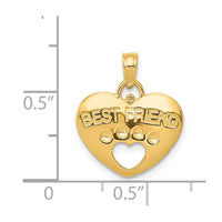 14K BEST FRIEND on Heart with Cut-Out Paw Pendant