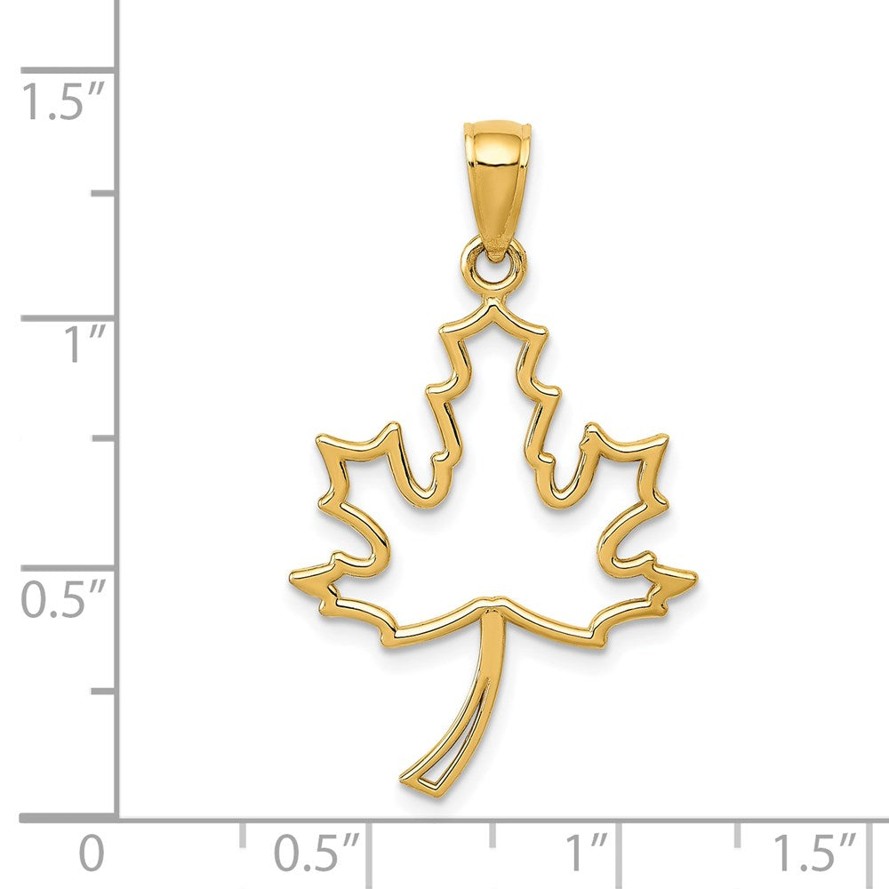 14k Polished Cut Out Maple Leaf Pendant