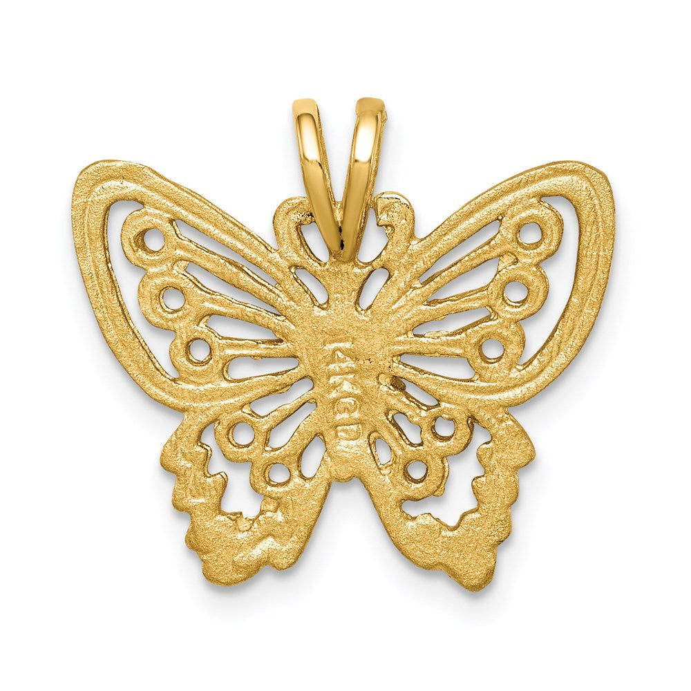 14K Brushed & Diamond-cut Butterfly Pendant