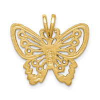 14K Brushed & Diamond-cut Butterfly Pendant