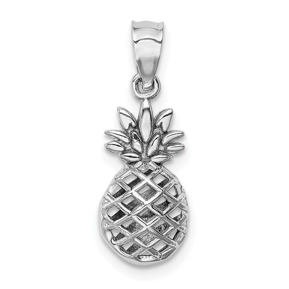 14K White Polished 3D Pineapple Pendant