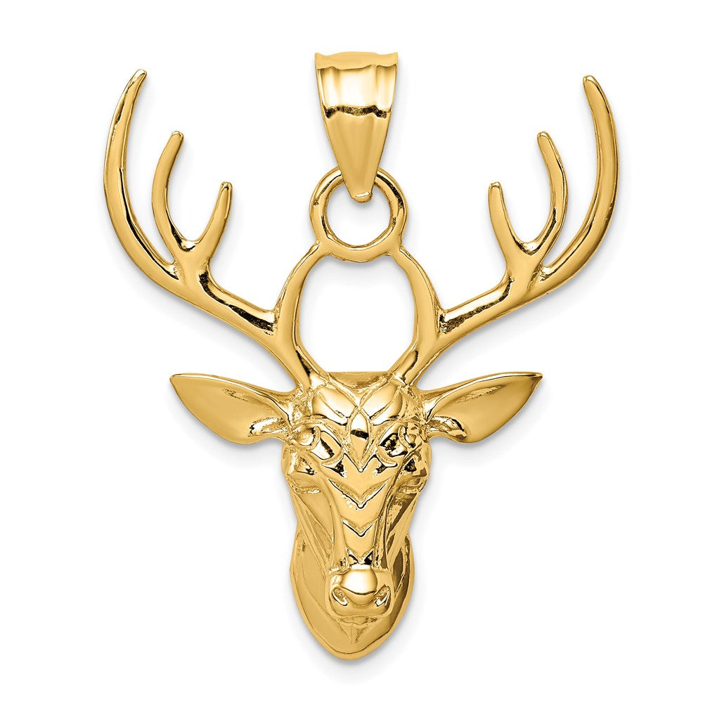 14K Polished Deer Head Pendant