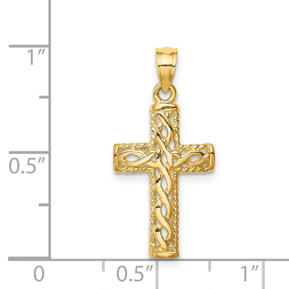 14K Polished Braided Cross Pendant