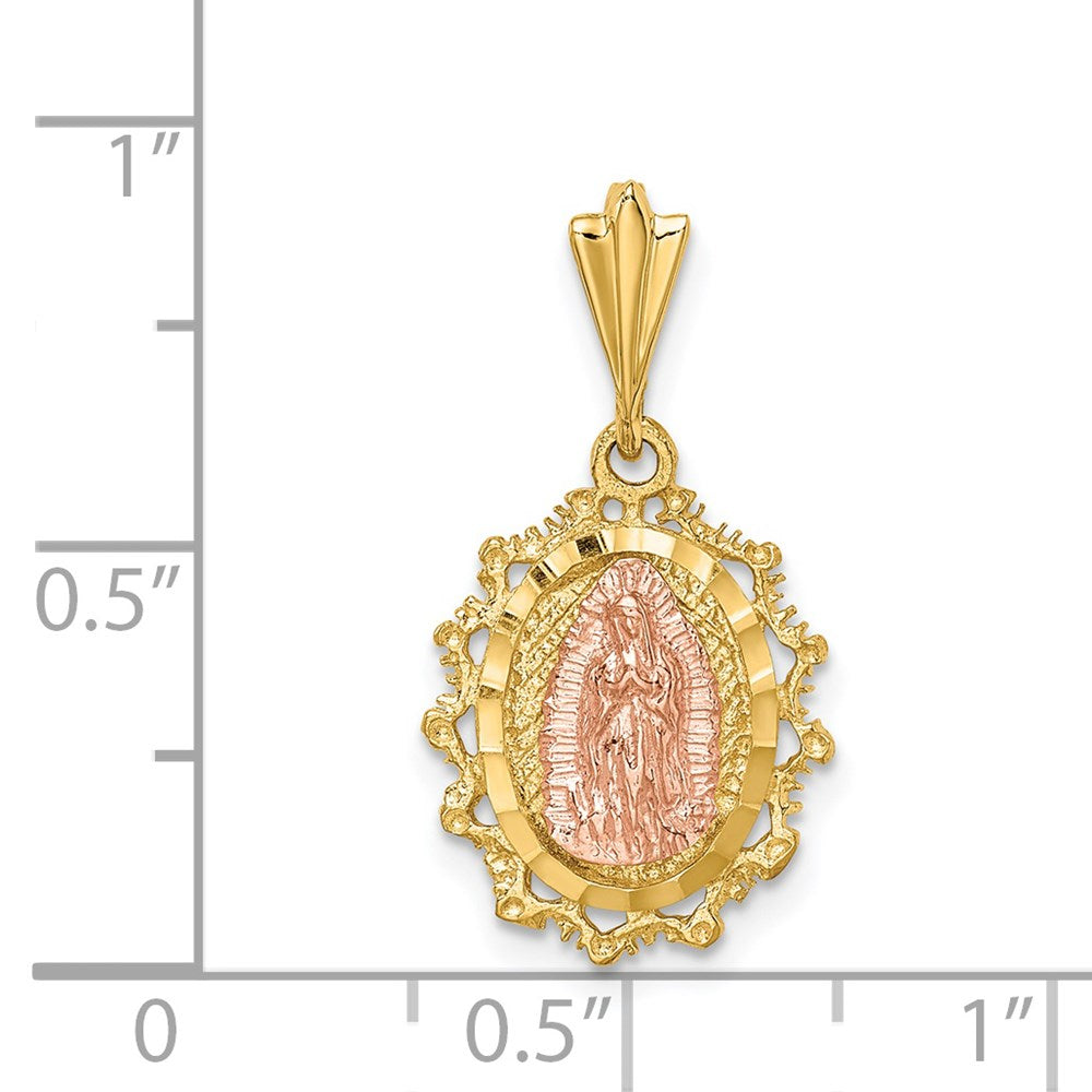 14K Two-tone Polished St. Mary Medal Pendant