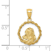 14K Brushed & Polished Diamond-cut Virgin Mary Pendant