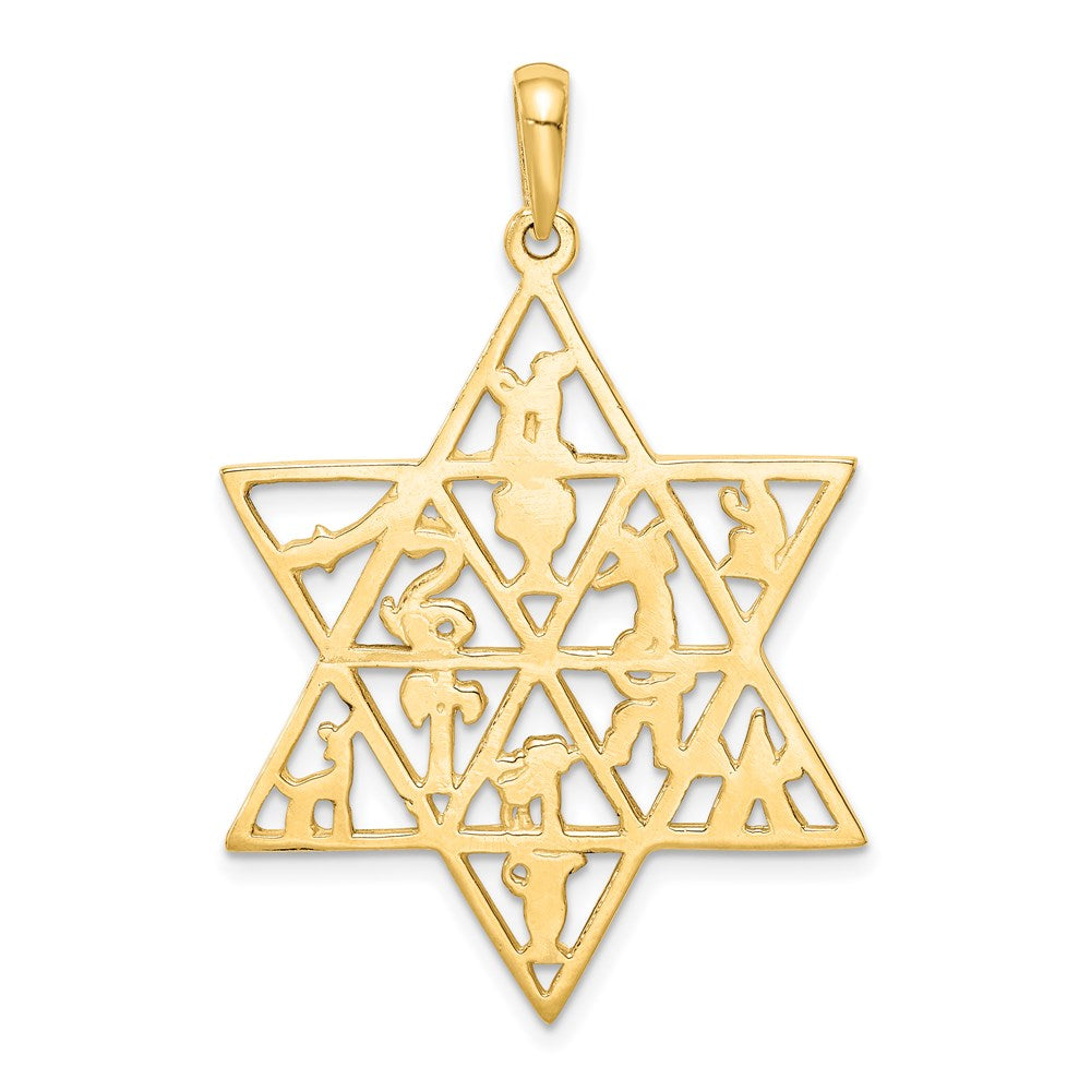 14K Star Of David 12 Tribes Pendant