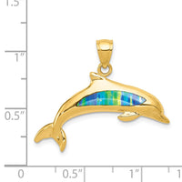 14K Lab Created Opal Dolphin Pendant 4