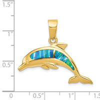 14k Lab Created Opal Dolphin Pendant 4