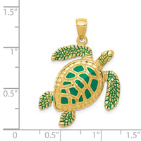 14k 3-D Enameled Sea Turtle Pendant 4