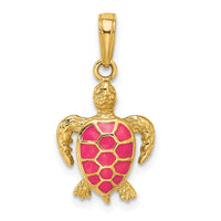 14k Fuchsia Pink Enameled Sea Turtle Pendant