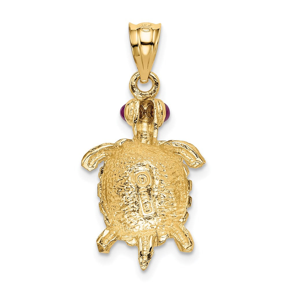 14k Turtle with Ruby Eyes Pendant 3
