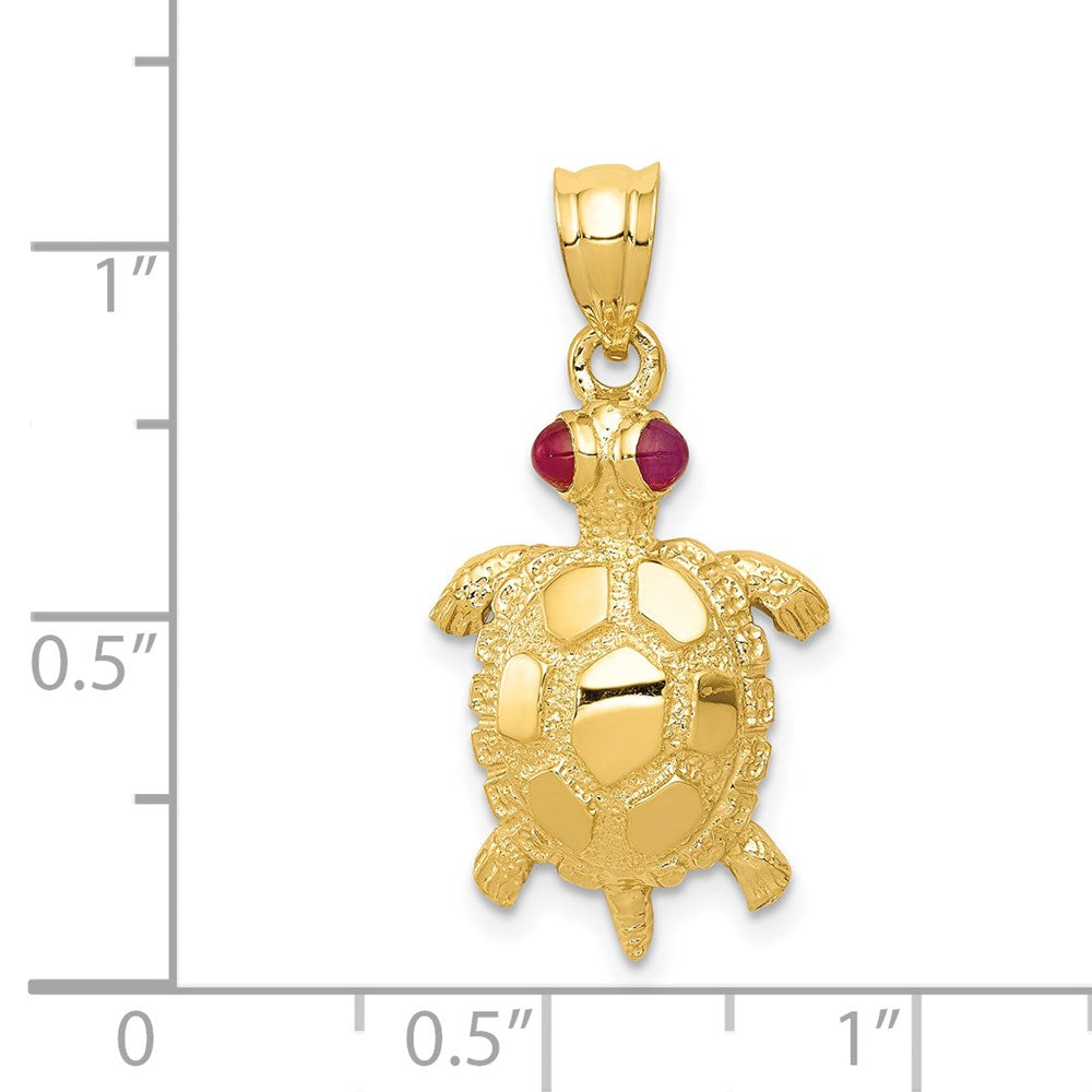 14k Turtle with Ruby Eyes Pendant 4