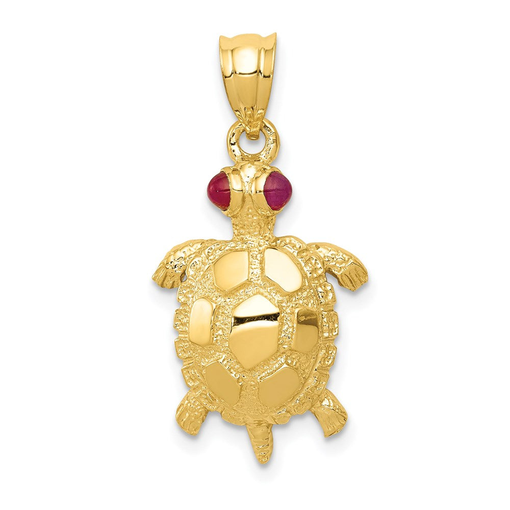 14k Turtle with Ruby Eyes Pendant 1