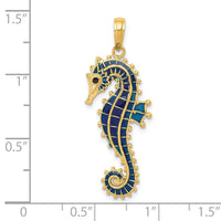 14K 3-D Blue Enameled Seahorse Pendant 3