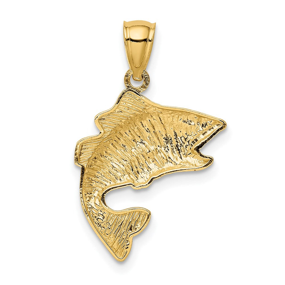 14k Gold Polished Textured Bass Pendant 3