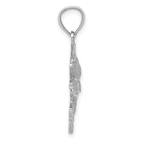 14k White Gold Polished Textured Bass Pendant 2
