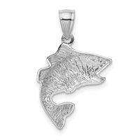 14k White Gold Polished Textured Bass Pendant 3