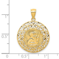 14k Gold Polished Angel D/C Medal Pendant